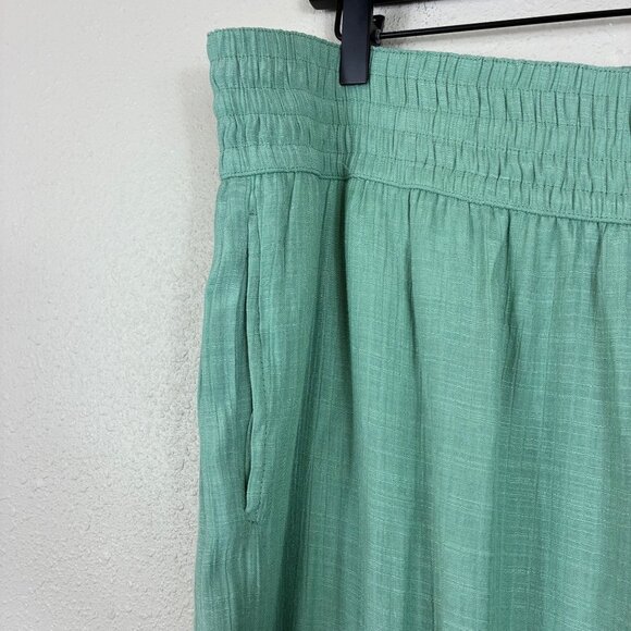 NEW Wonderly Pale Green Linen-Like Wide Leg Pants Size 2XL Summer Chic - Picture 4 of 8